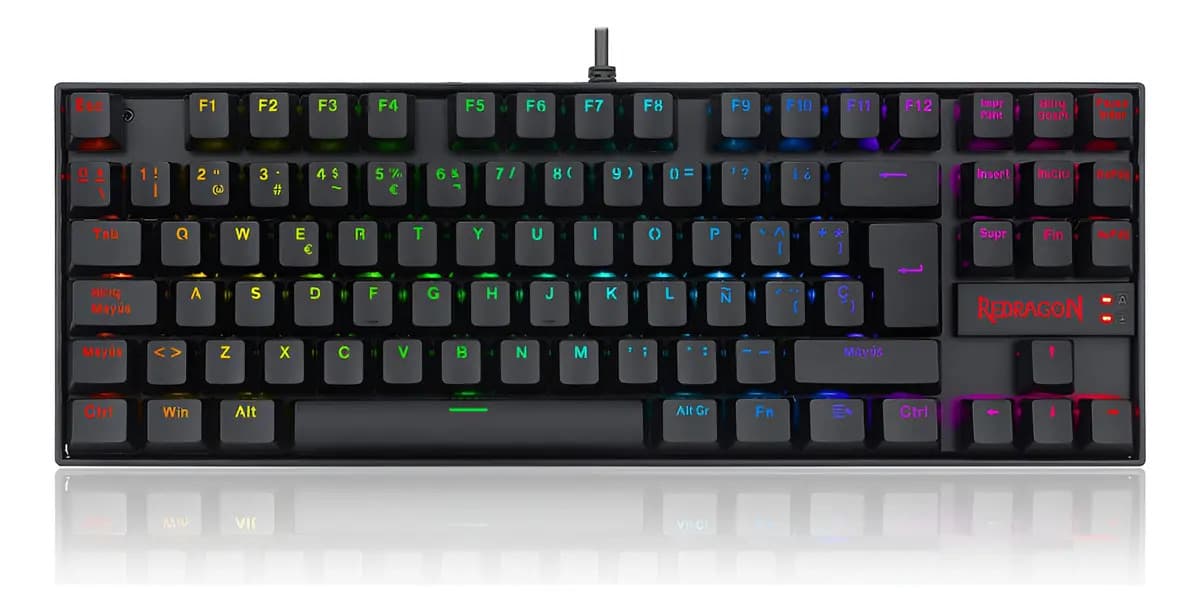 Teclado mecânico Gamer Redragon Kumara K552-RGB Switch Blue Teclado mecânico preto Idioma espanhol Espanha