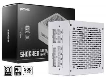 Fonte PCYES 500W Shocker White Ghost, Full Modular, PFC Ativo, ATX12V v2.3 80PLUS Branca