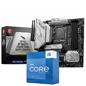 Kit Upgrade Intel Core I5 13600KF + Placa Mãe MSI MAG B760M Mortar Wi-Fi DDR4 LGA 1700 MATX