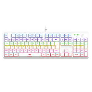 Teclado Mecânico Gamer T-Dagger Axis Full Size Rainbow Branco Switch Marrom ABNT2 T-TGK329W-BR
