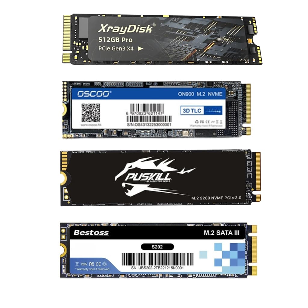 SSD M.2 Nvme ou M.2 Sata 120GB 128Gb 240GB 256GB 480GB 512GB 960GB 1TB Xraydisk Goldenfir OSCCO Kingspec Bestoss Puskill