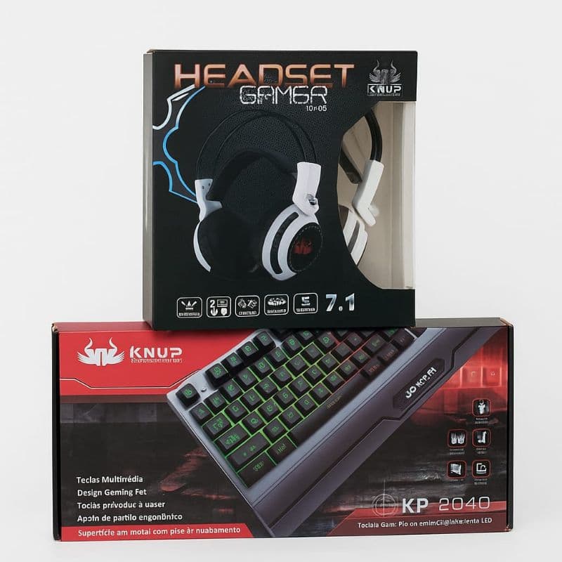 Kit Gamer Knup - Teclado Mecânico Pro KP-2040 + Headset Gamer KP-400 7.1 LED