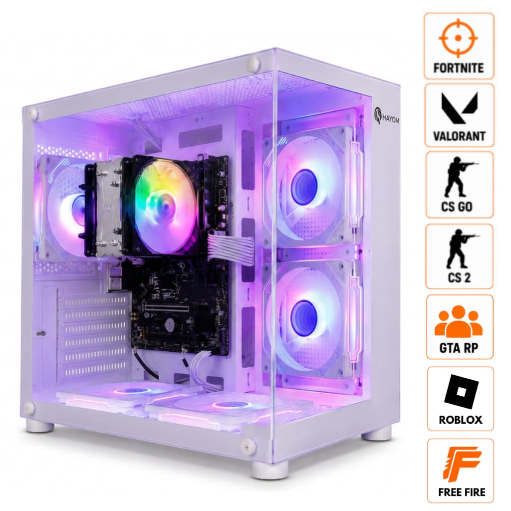 Computador Pc Gamer Ryzen 5 SSD 1tb Nvme 16GB DDR4 RX 6500XT Wifi Gabinete Aquário Branco Bivolt