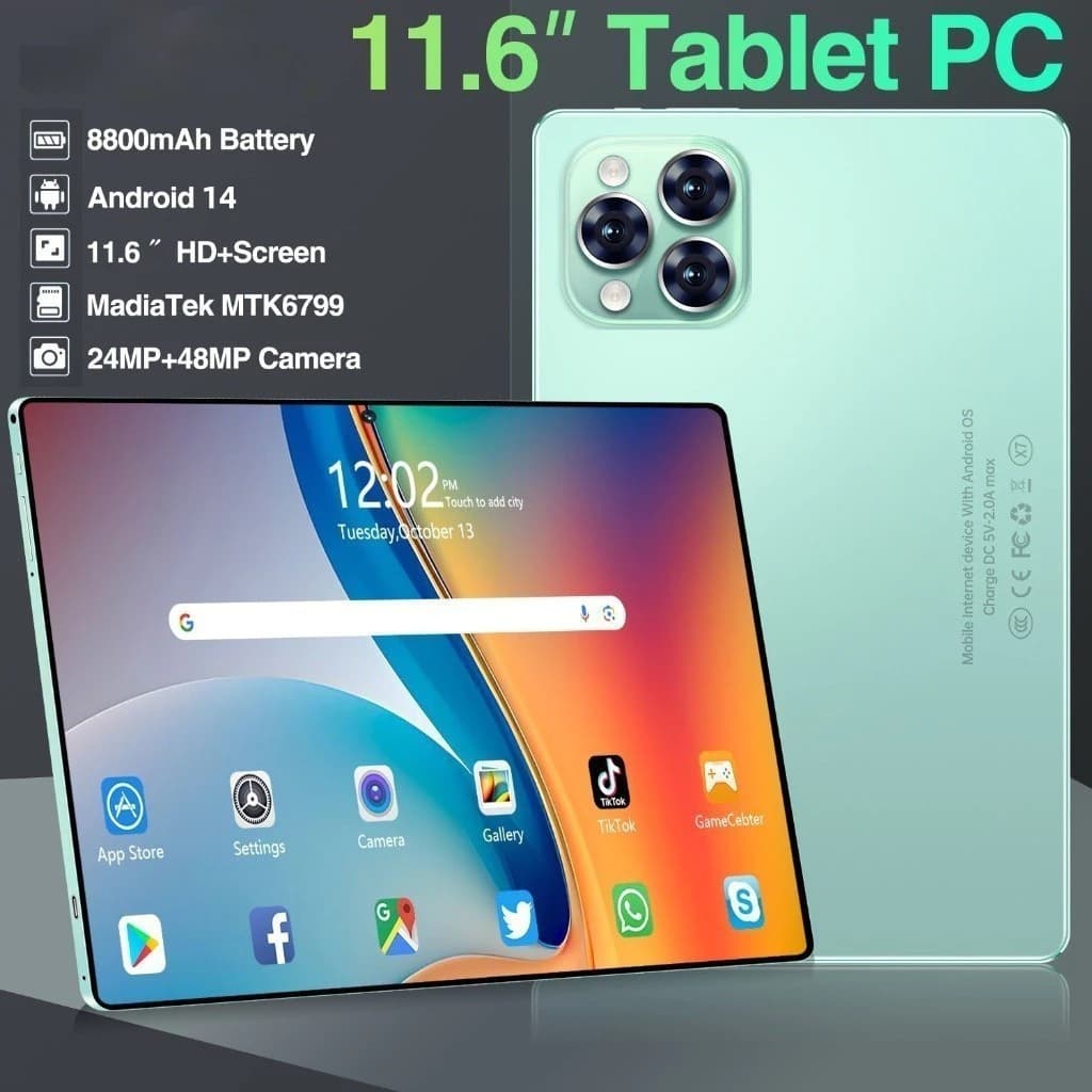 Hancdon Tablet PRO12 MAX 12GB+512 GB HD 11.6inch Polegadas Tela Grande PC Android Dual SIM Card WIFI Online 4G 8800mAh