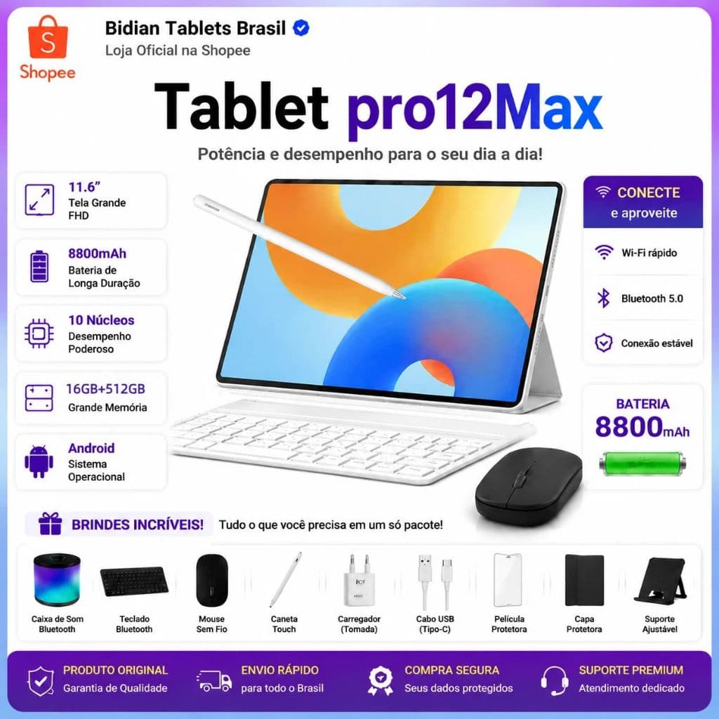 Combo with Keyboard and Mouse Galaxy Tablet Pro12-11.6"inch 16GB+512GB Android 15 8800mAh Ideal for Studies and Games