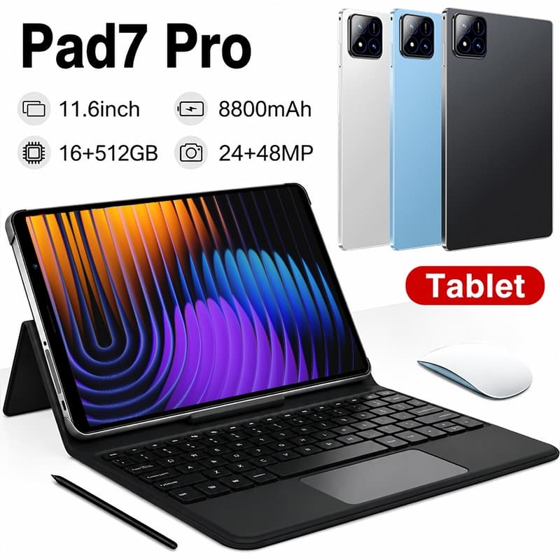 Tablet De 11.6 Polegadas Com Teclado + Mouse , 16 Gb De RAM , Armazenamento De 512 , Android 15 , Câmera De 48 Mp
