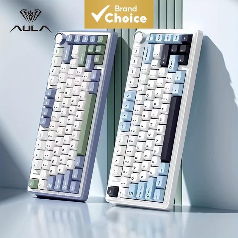 Teclado Mecânico Sem Fio AULA F75 2.4G Bluetooth RGB 75% Layout, Estrutura de Junta, Troca a quente, Teclado de