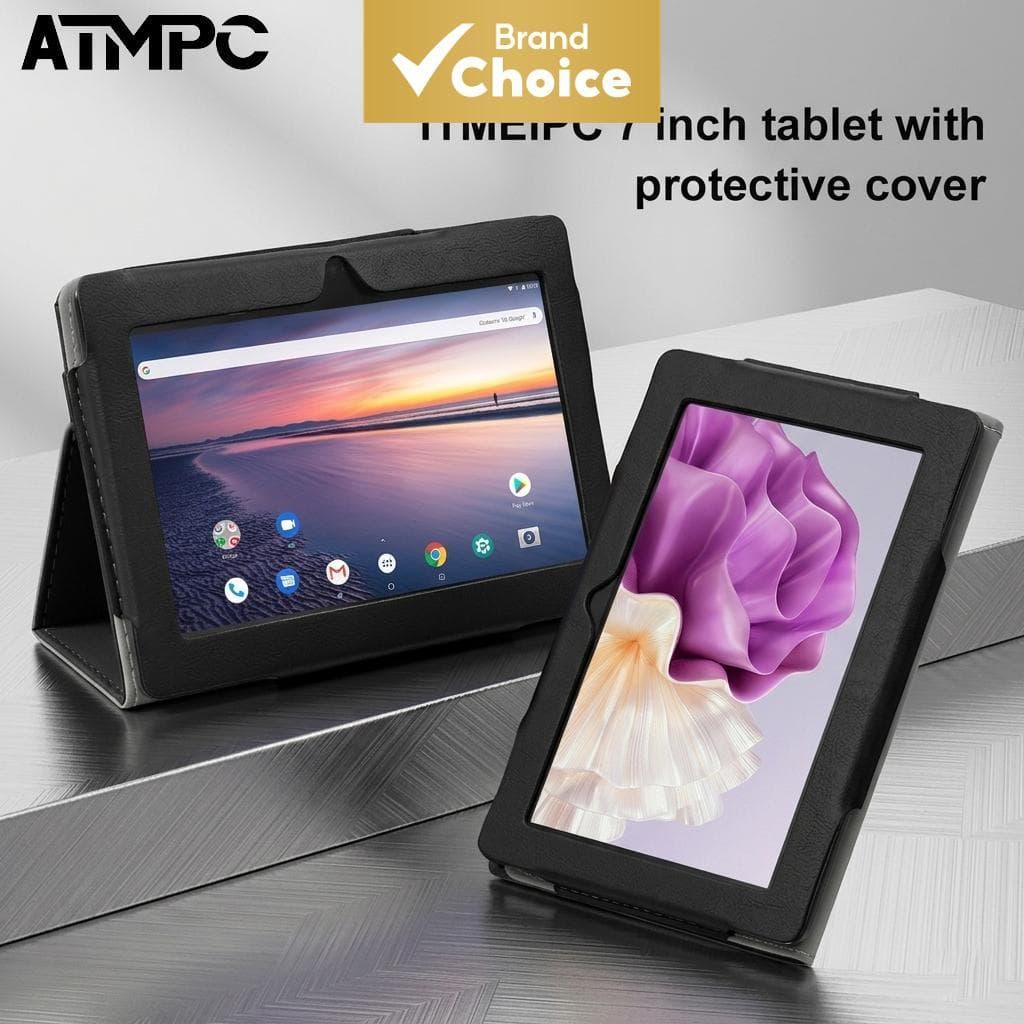 Tablet ATMPC de 7 polegadas com Android 14, 16GB de ROM e tela IPS de 1024×600, um tablet confiável para uso diário