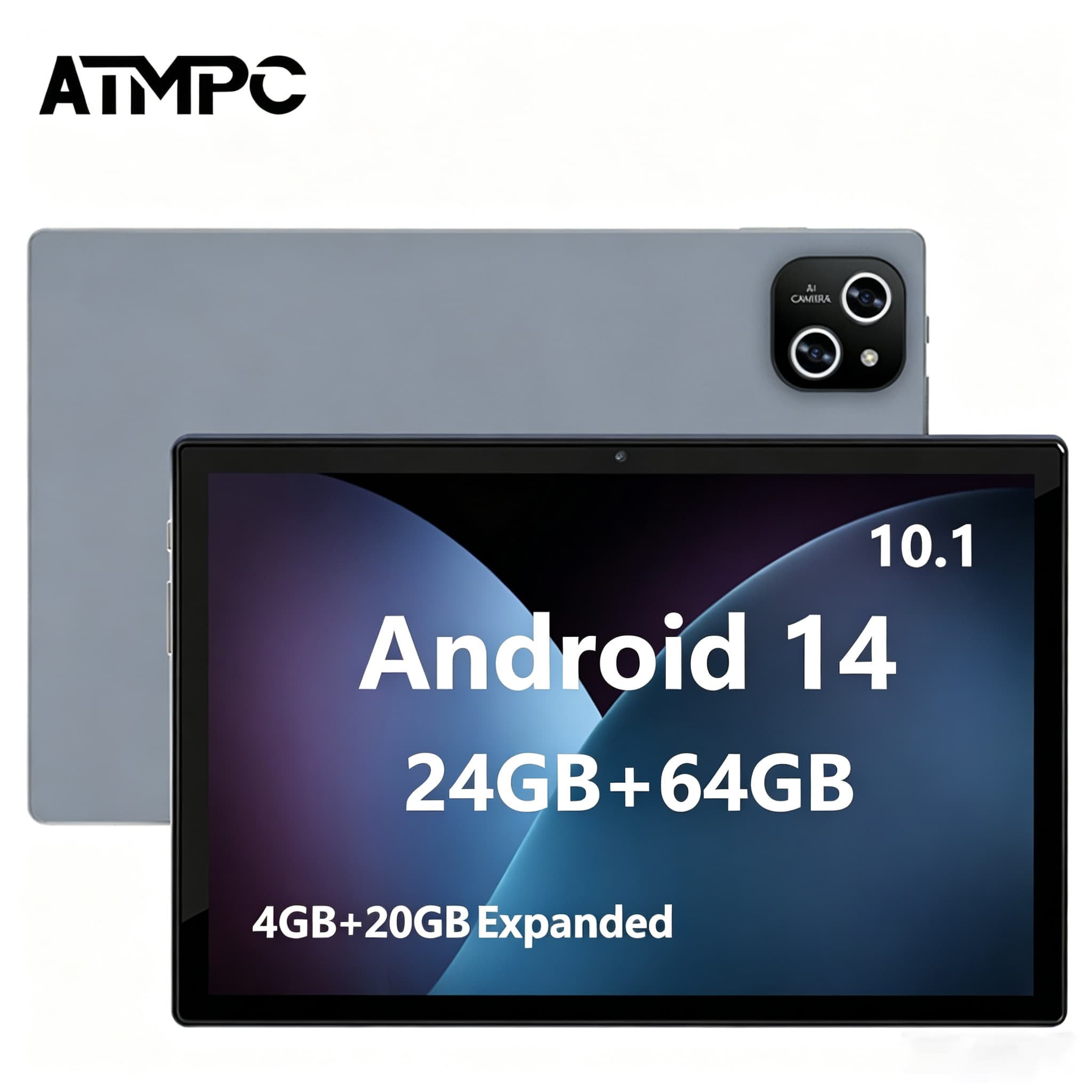 Tablet ATMPC 10 polegadas para crianças, tablets Android, 10 polegadas, octa- 24 GB (4+20 expansíveis) de RAM, bateria
