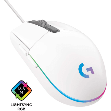 Mouse Gamer Logitech G203 Lightsync - Branco - 910-005794