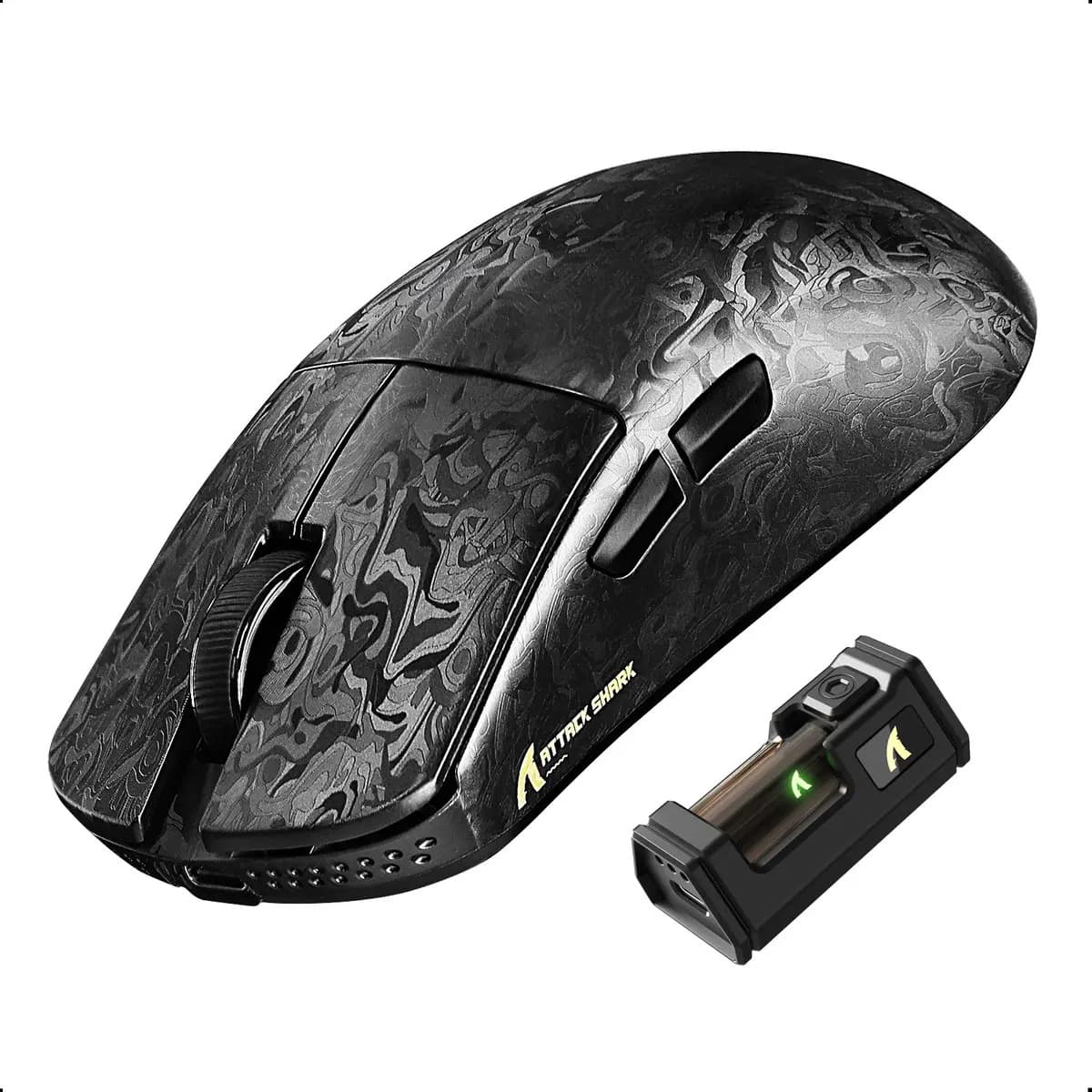 Mouse Attack Shark R11 Ultra 8k de fibra de carbono sem fio 8k preto