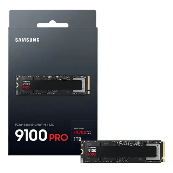 Ssd Samsung 9100 Pro 1tb Nvme Gen5 X4 Leitura 14700mb/s Gravação 13300mb/s Mz-vap1t0b/am cor Negro