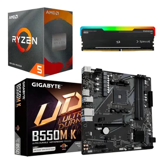 Kit Upgrade Amd Ryzen 5 5600gt + B550m-k + 16gb 3200mhz Rgb Cor Preto