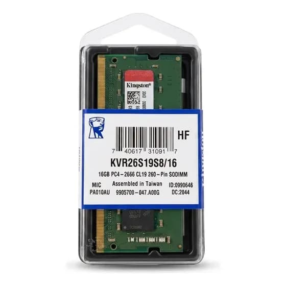 Memória RAM Kingston 16GB 2666 Mhz Notebook Original KVR26S19S8/16