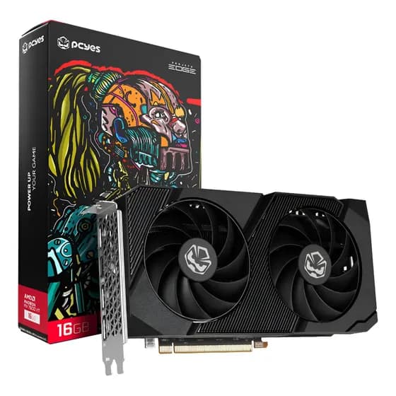 Placa de Vídeo Pcyes AMD Radeon RX 7600XT 16GB GDDR6 128 Bits Projeto Edge