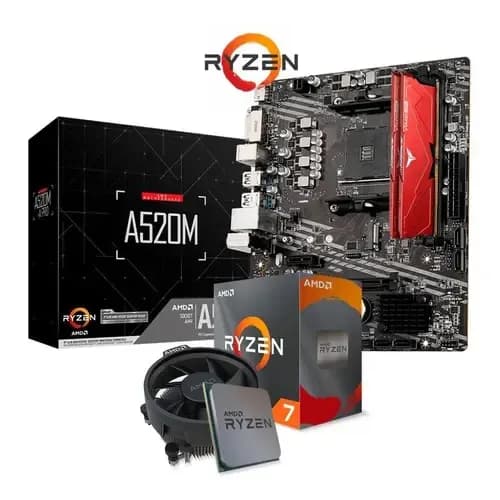 Kit Upgrade Gamer Amd Ryzen 7 + Vega / Placa Am4 / 16gb Ddr4 Cor Preto