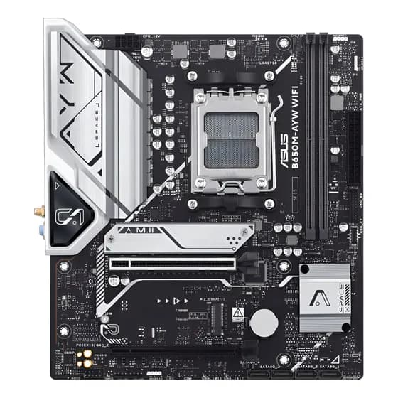 Placa Mãe Asus B650m Ayw Wi-fi B650 Amd Am5 Ddr5 Matx Preto Cinza-escuro
