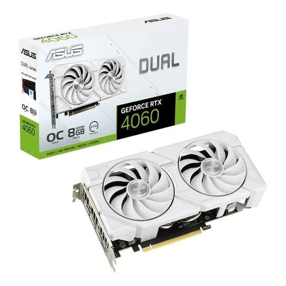 Placa Gráfica Asus Dual Geforce Rtx 4060 Evo White 8gb Gddr6