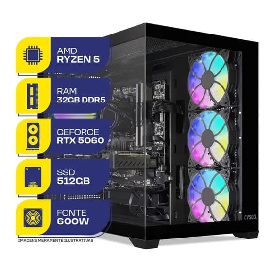 Pc Gamer Mcl, Ryzen 5 9600x, Rtx 5060, 32gb Ddr5, Ssd 512gb 512 Gb 32 Gb Rtx 5060 8gb
