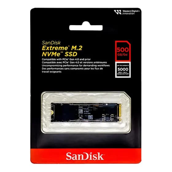 Ssd 500gb Sandisk Extreme M.2 Pcle Nvme Leitura 5000mb/s Cor Preto