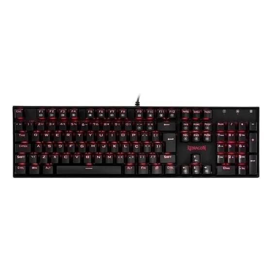 Teclado Redragon Mitra QWERTY Outemu Brown português Brasil cor preto com luz vermelho