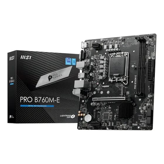 Placa Mãe Msi Pro B760m-e Lga 1700 Intel B760 Matx Ddr5 Cor Preto