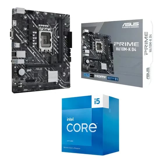 Kit Processador Intel Core i5 12400F e Placa-Mãe Asus Prime H610M-K D4 para LGA 1700