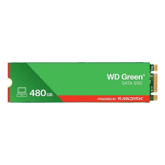 SSD 480GB M.2 Sata 2280 Western Digital WD Green Sata III 6 Gb/s WDS480G3G0B Velocidade Leitura Até 545MB/s Cor Verde Disco Sólido Interno