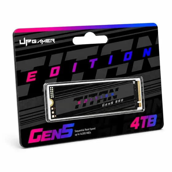 Ssd Nvme M.2 2280 Pcie Gen5 4tb Leitura Até 14.000mb/s Gravação Até 10.000mb/s Compatível Com Ps5 Computador Pc Notebook - Up Gamer Titan Edition Preto
