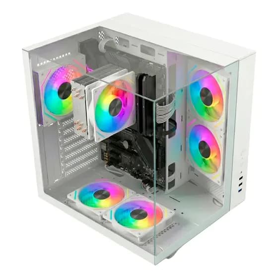PC Gamer AMD Ryzen 7 5700G, 16GB DDR4, Placa de vídeo Radeon, SSD 256GB NVMe M.2, Gabinete aquário branco com 5 fans - BluePC LUMINI PGBP-LUM126