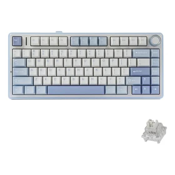 Teclado Aula F75 Sem Fio Mecânico Tri Mode Hot Swap Cor de teclado Azul Sal Marinho Idioma Inglês US