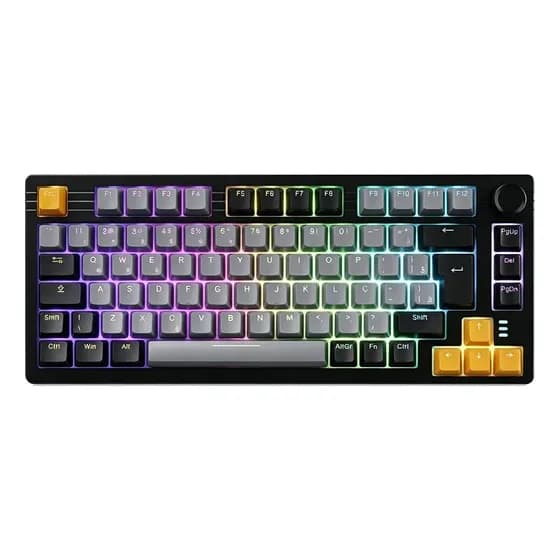 Teclado Gamer Basike Mecânico 75% 82 Teclas ABNT2- Tri-Mode Bluetooth/Wireless/USB, RGB Anti-Ghosting Teclado para Notebook e PC