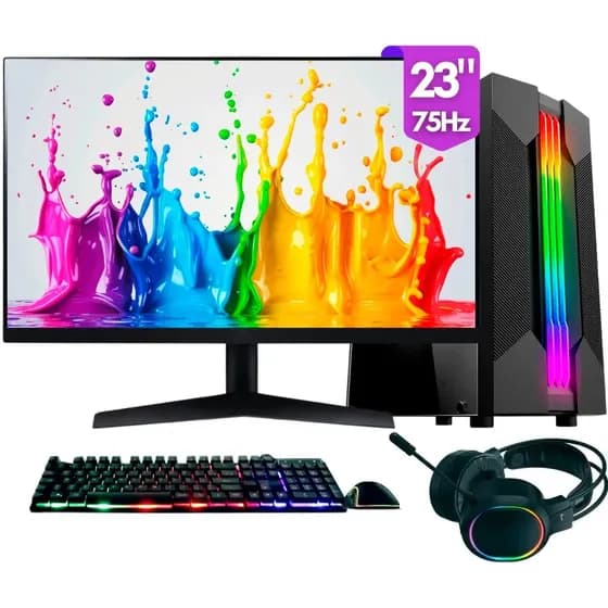 Computador Gamer completo 2Eletro Chroma, Intel Core i5, 16GB RAM, SSD 512GB, Fonte 500W, Monitor 23" 75Hz, Kit Gamer completo - PG2E-1019CH
