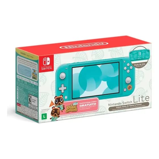Console Nintendo Switch Lite Animal Crossing: New Horizons - Turquesa Cor Azul-celeste