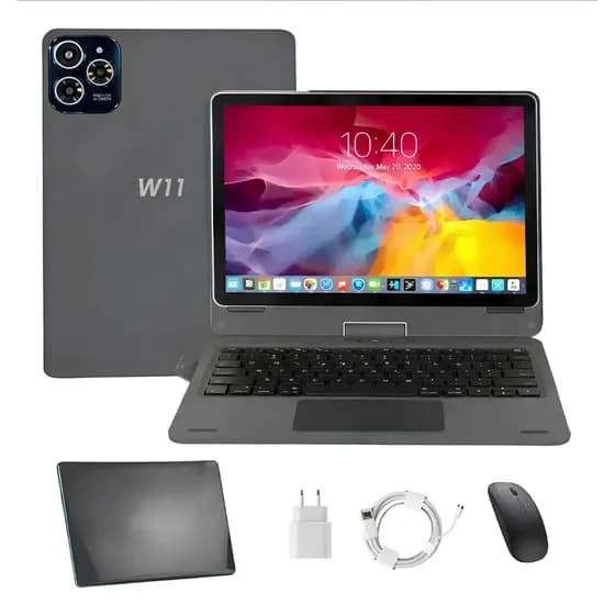 Notbook Android Tablet 10 Android 14 | Tela Rotacional 360° | 12gb Ram + 256gb | Estilo Notebook 2 Em 1 | Teclado E Mouse Inclusos Placa Gráfica Hancdon