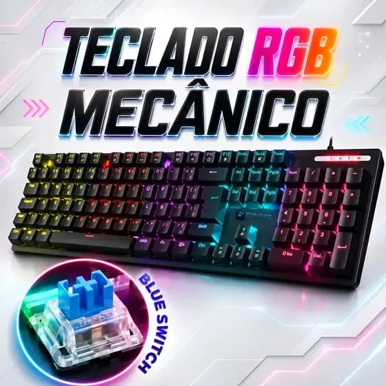 Teclado Gamer Mecânico Rgb 17 Modos De Iluminação Blue Switch Anti-ghosting Hot Swap Abnt2 Xcolds