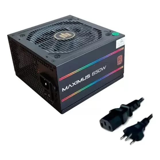 Fonte ATX Gamer Knup 650W 80 Plus Bronze RGB PFC Ativo