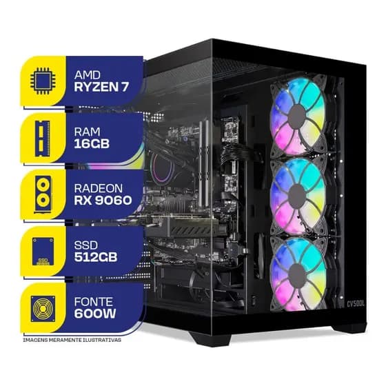 Pc Gamer Mcl Ryzen 7 5700x, Rx 9060 Xt, 16gb Ddr4, Ssd 512gb