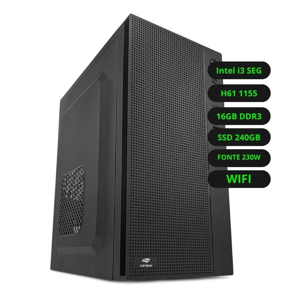 Cpu Intel Core I3 Segunda Geração Placa Mãe H61 Memória Ram 16gb Ddr3 Ssd 240gb Wifi Fonte 230w Bivolt