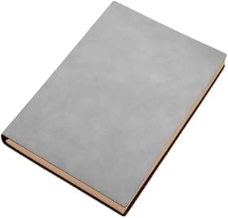 Caderno A5 Com Pauta Couro Macio Leather Journal Anotações 80 Folhas Notebook Agenda Mole Pautado Retrô (cinza)