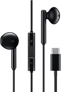 Fone de Ouvido com Fio Premium Tipo-C, 4ª Geração, Anti-Ruído (99,15%), Cabo de Tecido, Preto – Compatível com Motorola, LG e Smartphones USB-C.