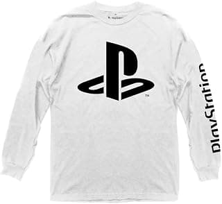 Ripple Junction Camiseta masculina de manga comprida Sony PlayStation icônica logotipo gráfico PS oficialmente licenciada