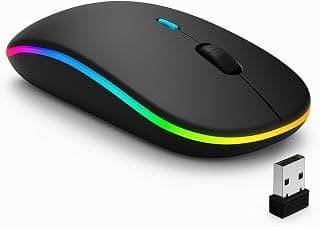 Mouse Sem Fio Recarregável Bluetooth RGB Ergonômico USB 2.4GHz Para Notebook PC e Desktop