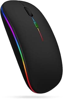 Mouse Sem Fio Recarregável Premium – Dual Mode Bluetooth 5.0 e USB 2.4GHz, Design Ergonômico com LED RGB, Silencioso e de Alto Desempenho para PC, Notebook e Gamer (Preto)