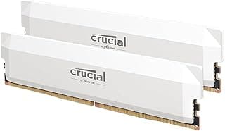 Crucial Kit Pro DDR5 RAM 32GB (2x16GB) 6400MHz CL38, Overclocking Desktop Gaming Memory, Intel XMP 3.0 e AMD Expo - Branco CP2K16G64C38U5W