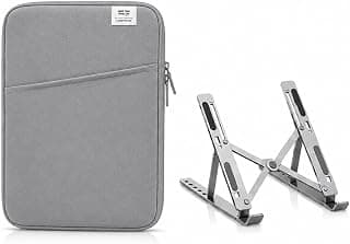 Kit Capa Sleeve para Notebook até 15,6"+Suporte Ergonômico Ajustável em Alumínio|Case Acolchoado Impermeável com Bolso Frontal | Ideal para Trabalho, Faculdade e Home Office| Cinza |Midas Market®