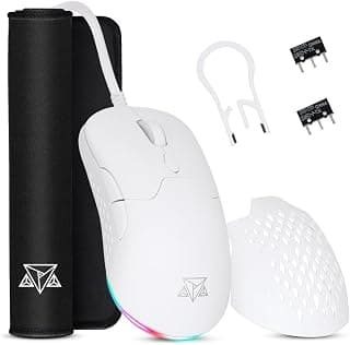 Mouse Gamer Adamantiun Gladius M11 Com Mousepad Para Pc Notebook Jogos Led Rgb Com Fio Cabo Paracord Swicth Removível Usb 16000 Dpi Sensor Pixart 3389 (Branco)