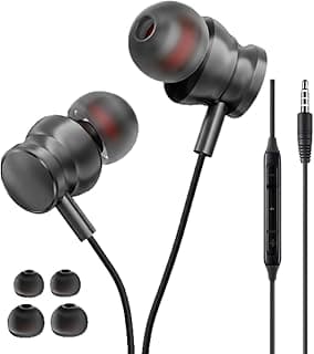 Fone de Ouvido com Fio Premium P2, In-Ear, Super Bass, Microfone Integrado – Compatível com Smartphones, Tablets, Notebooks, PCs e Consoles, 2ª Geração, (Cinza).