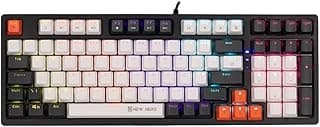 Teclado Mecânico Gamer New Hero Arkana, RGB, Switch Blue, ABNT2, USB, Branco e Cinza