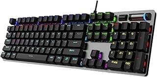 Teclado Mecânico AULA F3019 ABNT2 Blue Switch, Base Metálica Cinza, RGB, Full Size